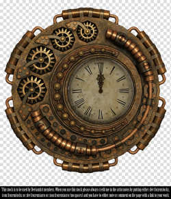 Round brass-colored mechanical watch illustration, Steampunk ...
