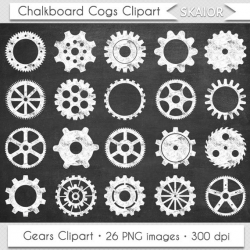 Chalkboard Gears Clipart Vector Cogs Clip Art Steampunk ...