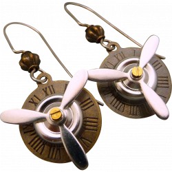 Time Flies Mixed Metal Propeller Steampunk Earrings | Steampunk ...