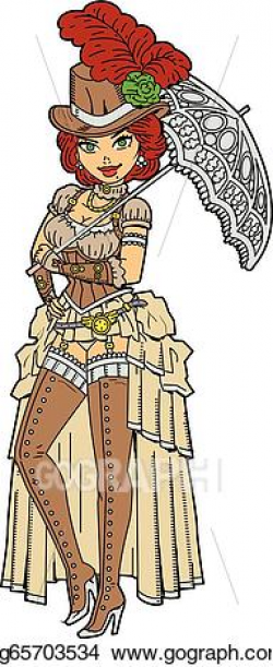 Vector Clipart - Pretty steampunk with parasol. Vector ...