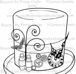Beyond the Fringe: Steampunk Hat Digital Stamp