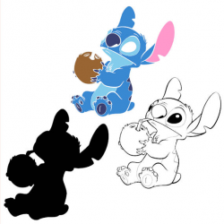 Lilo and Stitch Sit Layered SVG DXF EPS Vector Silhouette ...
