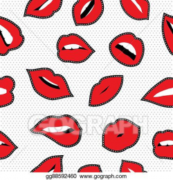 EPS Illustration - Seamless pattern with lipstick kiss ...