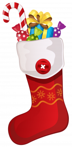 Red Christmas Stocking with Candy Cane PNG Clipart - Best WEB Clipart