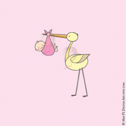 A cute set of stork clipart to announce the arrival of your ...