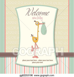 Vector Stock - Welcome baby card with stork. Clipart ...