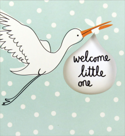 Caroline Gardner - Boy Stork - Baby Card #LUN010