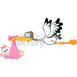 Royalty Free Stork Delivering A Newborn Baby Girl clipart. Royalty-free  clipart # 386887