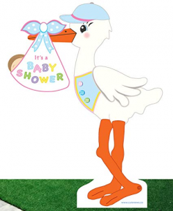 Cute News Baby Shower Outdoor Yard Stork Sign - Gender Neutral Party Lawn  Decoration - (4 Feet Tall)