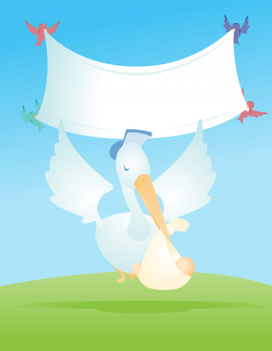 Stork with Baby Banner ? Vector illustration of a stork ...