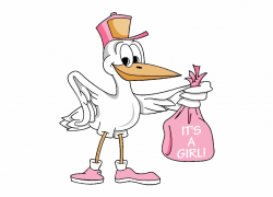 Stork Clipart Labor Delivery - Its A Girl Bird, Transparent ...