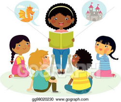 EPS Vector - Story time – multicultural group. Stock Clipart ...