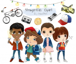 Cute Stranger kids characters set 1 clipart Instant