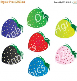NOV 20% SALE Colorful Strawberries Clipart, Fruit Clipart, Vector Clipart,  Scrapbooking, Graphic Artwork, PNG & Jpeg, Digital Download, Comm