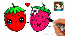 How to Draw a Strawberry Easy - Cute Fruit | Art in 2019 ...