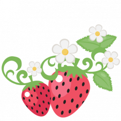 Strawberries With Flowers clip art SVG scrapbook cut file ...