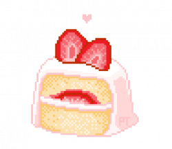 cake strawberry cute pixel pastel pink tumblr anime man...