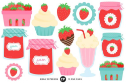 Strawberry Clip Art, Strawberries Clipart, Strawberry Farm Clip Art -  Commercial Use, Instant Download - V1
