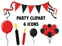 Red & Black Party Clipart - BIRTHDAY CLIPART - halloween ...