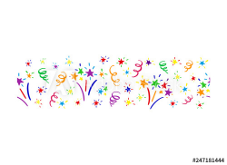 Horizontal Endless colored border with fireworks, stars and ...