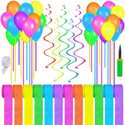Supla 66 Pack Easter Party Decor Kit Hanging Easter Decorations Party  Backdrop Crepe Paper Decorative Streamers Pink Yellow Purple Green Balloons  for ...