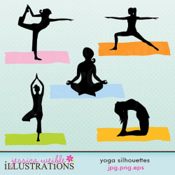 Yoga Silhouettes Digital Clipart - Commercial Use Ok - Yoga ...