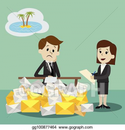 Vector Art - Businessman or manager working and dreaming ...