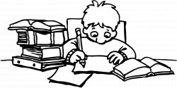 28+ Collection of Children Studying Clipart Black And White | High ...