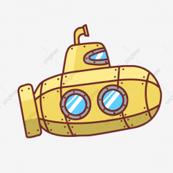 Hand Painted Yellow Submarine Seabed Childrens Illustration ...