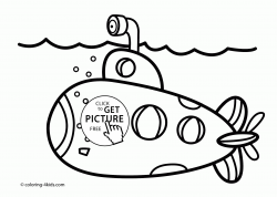 Submarine coloring page for kids, transportation coloring ...