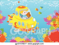 EPS Illustration - Little submariner on a reef. Vector ...