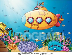 Vector Stock - Cartoon submarine underwater. Stock Clip Art ...