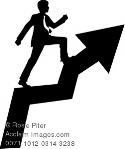 Clipart Image of Businessman Climbing the Ladder of Success