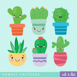 Kawaii Cactus Clip Art Cute Succulent Cacti Kawaii Anime ...