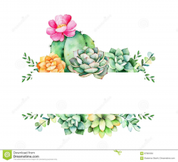 Colorful floral frame with leaves,succulent plant,branches ...