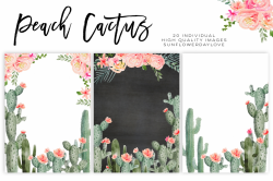 Succulent Peach Watercolor Cliparts, Cactus Flower Clipart, Botanical Cacti  Plant, Tropical Floral Pack, Watercolor Cactus Clip Art Floral - Vsual
