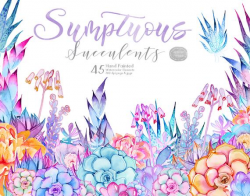 Sumptuous Succulents: Succulent Clipart, Floral Clip Art, Desert Decor,  Summer Clip Art, Watercolor Floral Elements