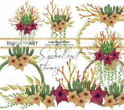 Watercolor Succulent Clipart, Succulent Flower Clipart, Hand Drawn  Succulent Border, Floral Arrangement Clipart, Wedding Succulent Frame