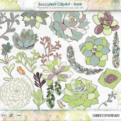 Succulent Clip Art, Succulent Plants, Flower Clip Art, PNG Digital Graphics