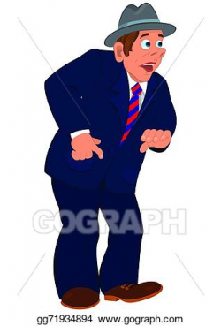 Vector Art - Cartoon man in blue suit striped tie and gray ...