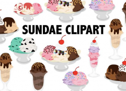 ICE CREAM SUNDAE Clipart - Banana Split Sundaes, ice cream dessert clip art  images