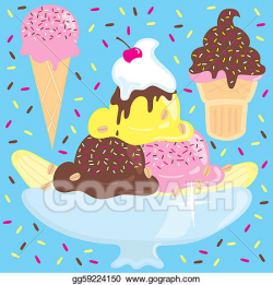 EPS Vector - Ice cream sundae party. Stock Clipart ...