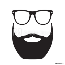 Beard with Glasses. Hipster face silhouette. Vector ...