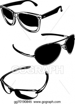 Clip Art Vector - 3 black & white sun glasses. Stock EPS ...