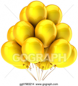 Clip Art - Yellow party balloons sunny emotion. Stock ...