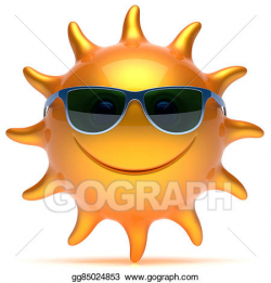 Drawing - Smile sun sunglasses cheerful star face summer ...
