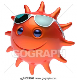 Stock Illustration - Smile sun star face sunglasses cheerful ...