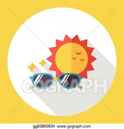 Vector Illustration - Weather sunny sunglass flat icon ...