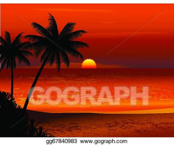 Vector Clipart - Tropical beach sunset. Vector Illustration ...