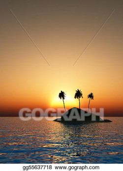 Stock Illustration - Tropical island sunset. Clipart ...